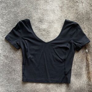 Lululemon Cropped Low Back Black V-Neck Women's Top